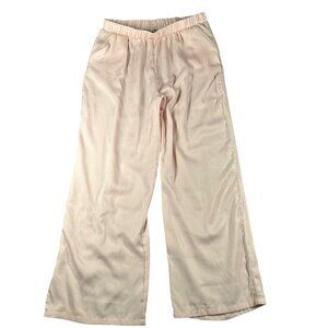 Jason‎ Wu M Light Pink Satin Lounge Pajama Pants White Trim Pull On Pockets